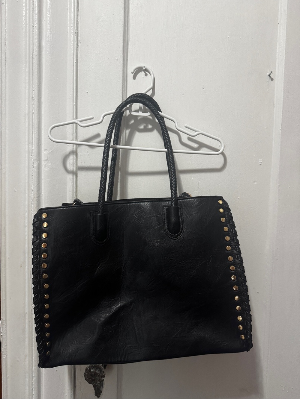 Black Stud-Trim Tote Bag